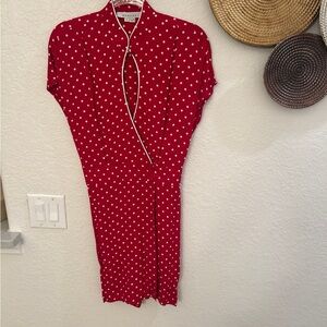 ASHLEE red and white polka dot wrap-style skort size 8